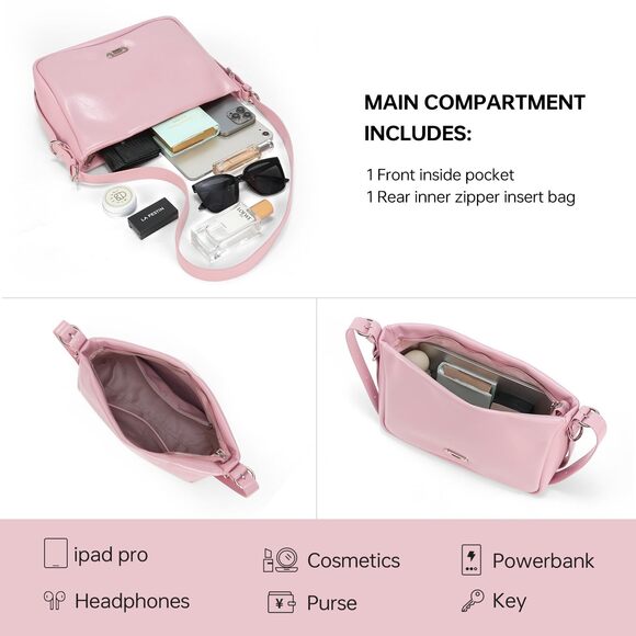 8673 LA FESTIN Hobo Bag Purse Ivory Pink Crossbody Shoulder Bag main image 1